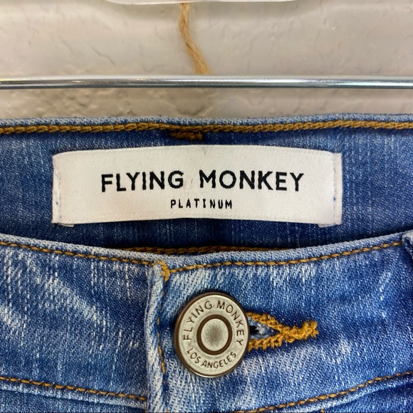 FLYING MONKEY Platinum Distressed Raw Chewed Hem Straight Leg Size 25 - Picture 6 of 16